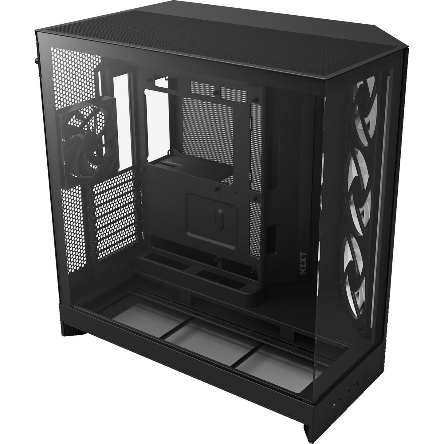 NZXT h9 flow rgb midi tower behuizing (zwart (mat) | 2x usb-a | 1x usb-c | rgb | tempered glass)