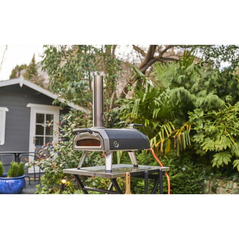 Ooni karu 2 multi-fuel pizza oven pizzaoven (zwart roestvrij staal, 12'' pizza, hout, houtskool en gas)