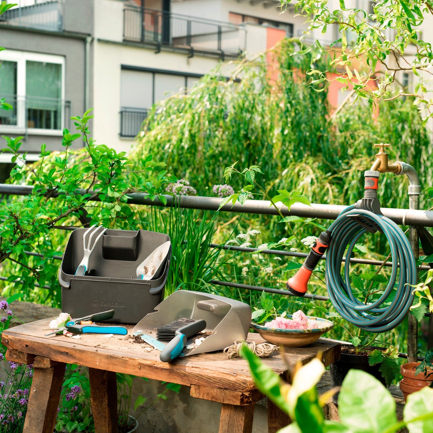 GARDENA citygardening balkonbox tuinset (turquoise grijs, 08971-20)