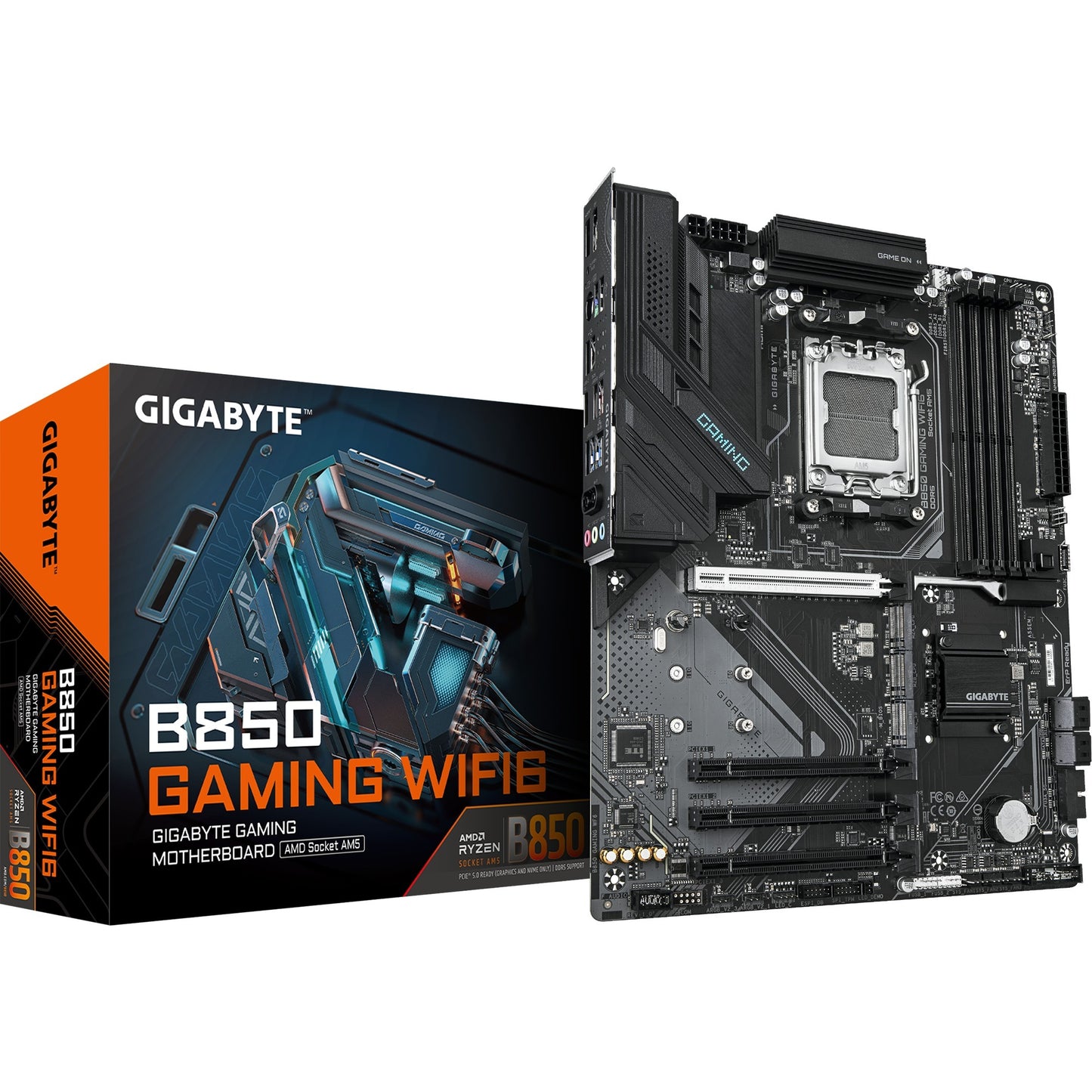 GIGABYTE b850 gaming wifi6 socket am5 moederbord (zwart, raid, gb-lan, wi-fi 6, bt, sound, atx)