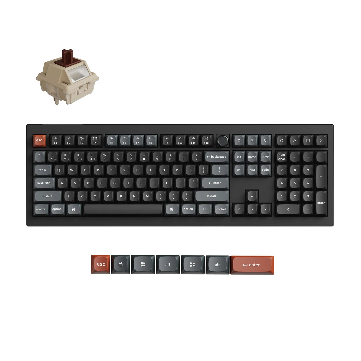 Keychron v6 ultra 8k wireless custom mechanical keyboard (zwart, us lay-out (qwerty), silk pom brown, 100%, rgb, hot swap, 2.4 ghz | bluetooth 5.3 | usb-c)