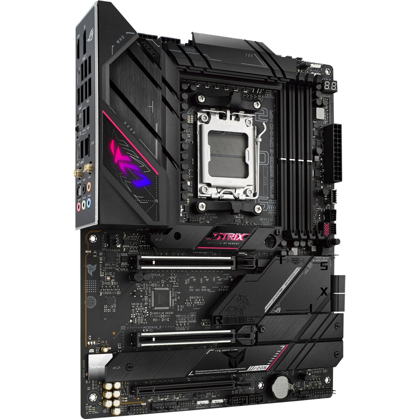 ASUS rog strix b650e-e gaming wifi socket am5 moederbord (zwart, raid, 2.5 gb-lan, wi-fi 6e, bt, sound, atx)
