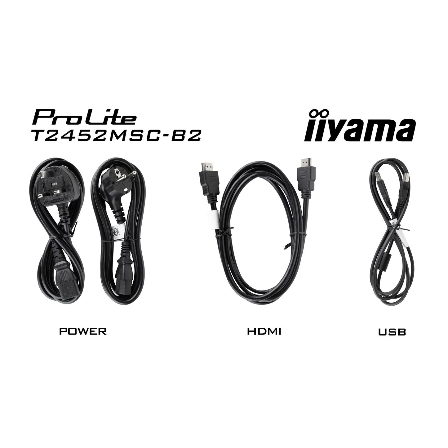 Iiyama prolite t2452msc-b2 24 touchscreen monitor (zwart, hdmi, displayport, usb, audio, touch, 120hz )
