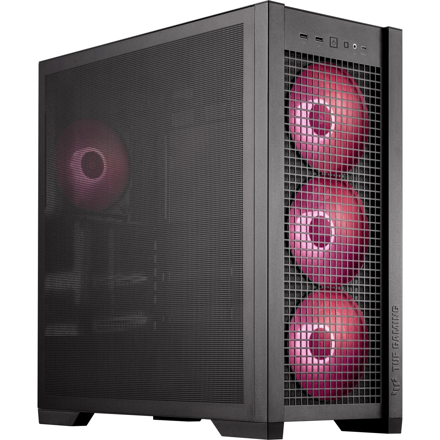 ASUS tuf gaming gt302 argb midi tower behuizing (zwart | 2x usb-a | 1x usb-c | rgb | tempered glass)