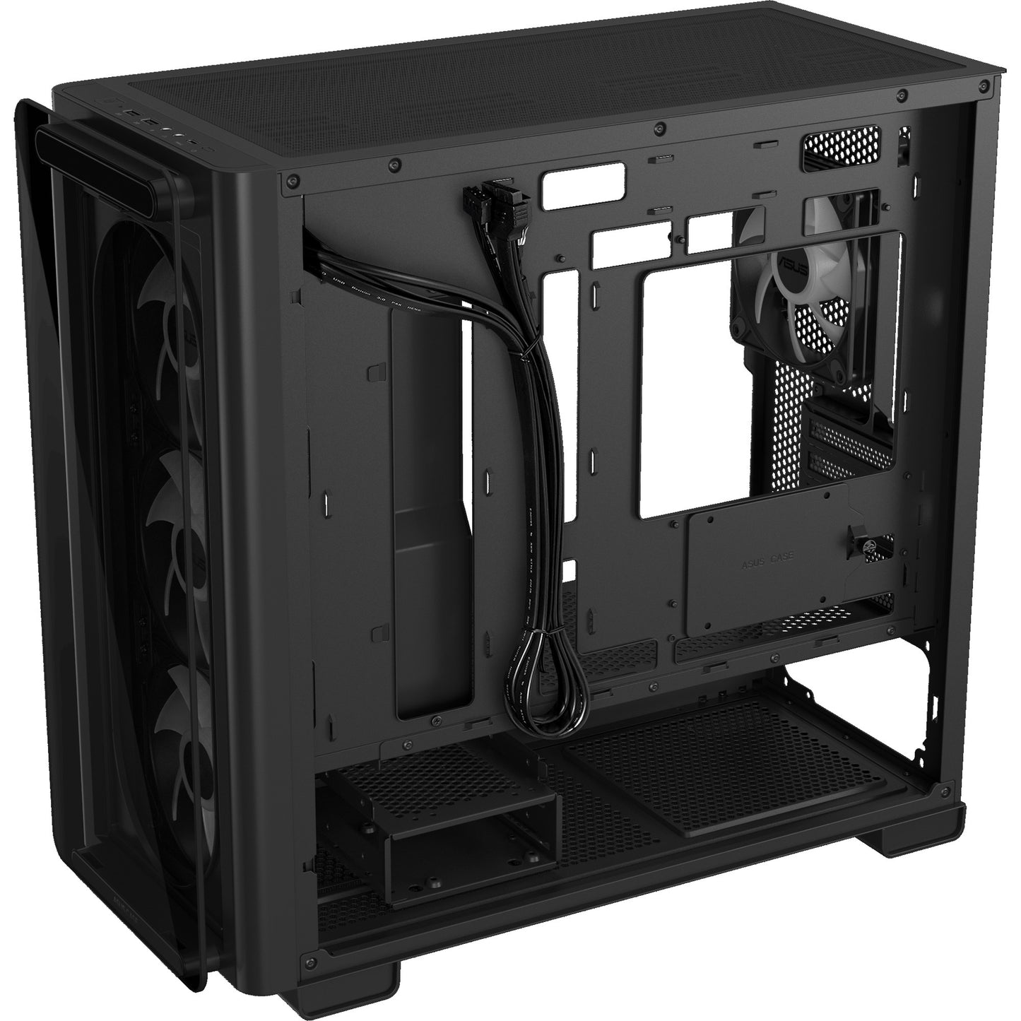 ASUS a23 plus mini tower behuizing (zwart | 2x usb-a | 1x usb-c | rgb | tempered glass)