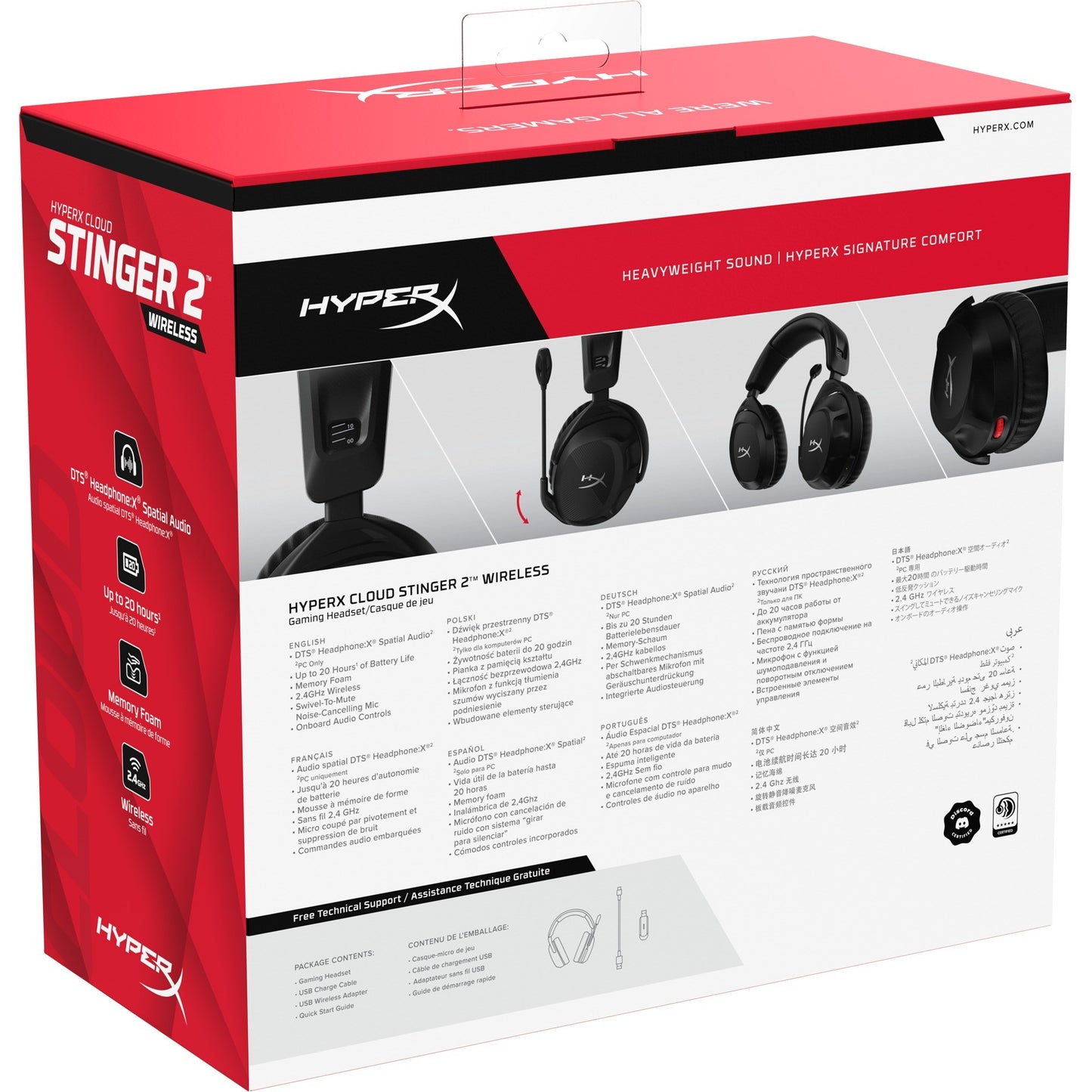 HyperX cloud stinger 2 wireless over-ear gaming headset (zwart)