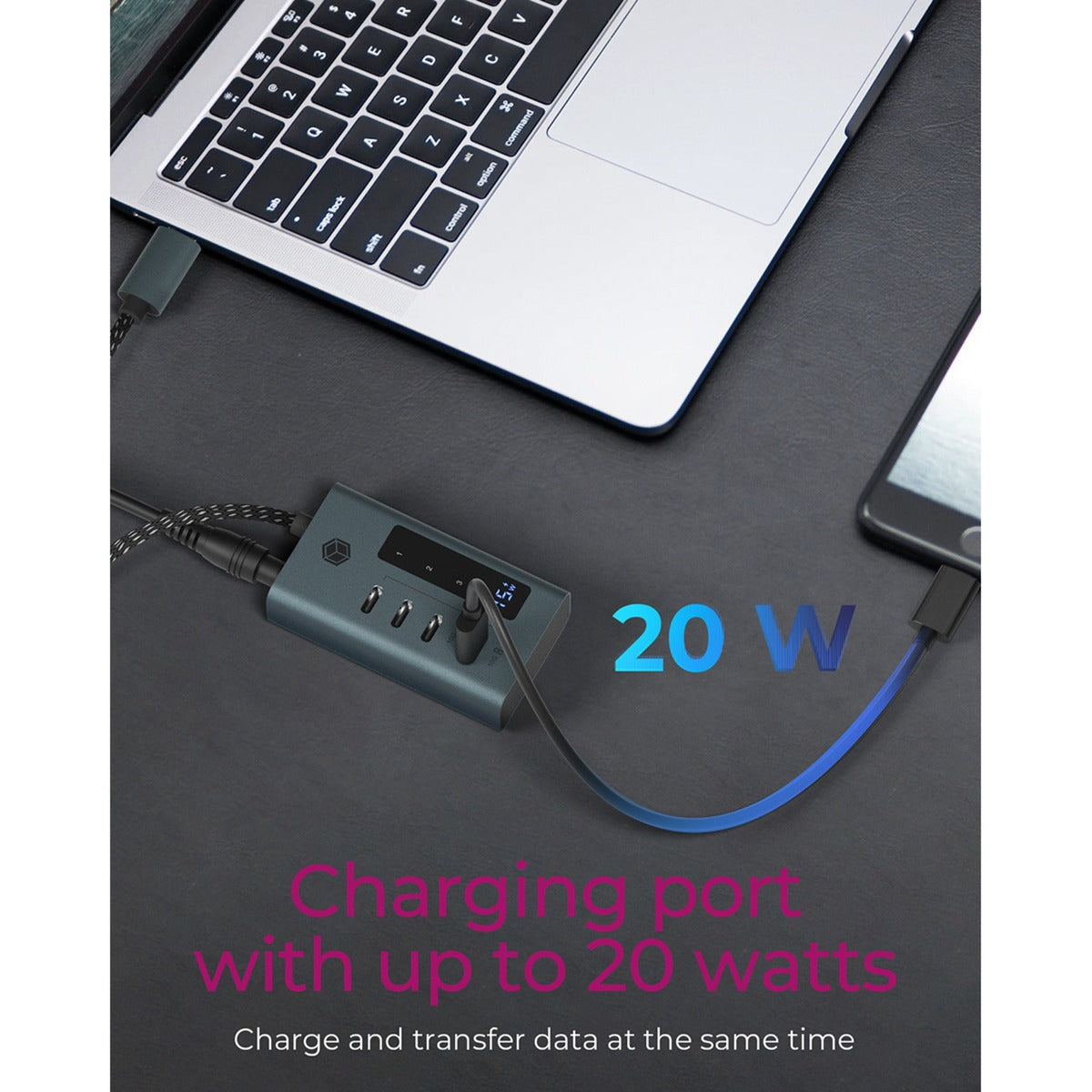ICY BOX ib-hub1454-c31 usb-hub (grijs blauwgrijs, 4x usb-c 3.2 (10 gbit s))