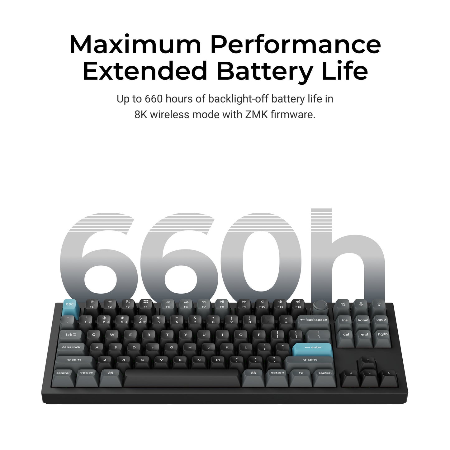 Keychron q3 ultra-m1 8k wireless custom mechanical keyboard (zwart, us lay-out (qwerty), silk pom red, 80% (tkl), rgb, hot swap, 8k, 2.4 ghz | bluetooth 5.2 | usb-c)