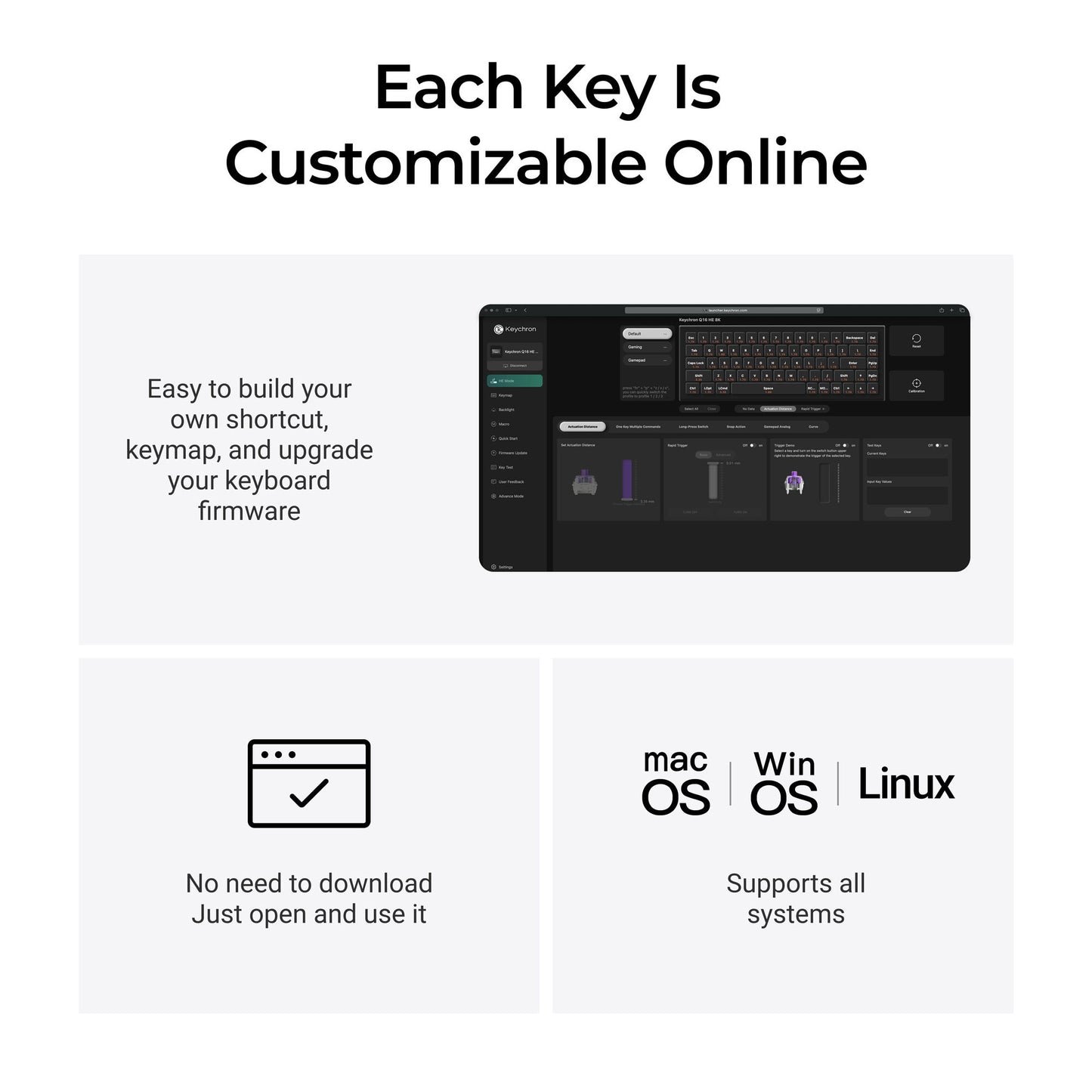 Keychron q16 he 8k magnetic switch keyboard (lichtgroen, us lay-out (qwerty), ultra-fast lime, 65%, rgb, hot swap, 8k)