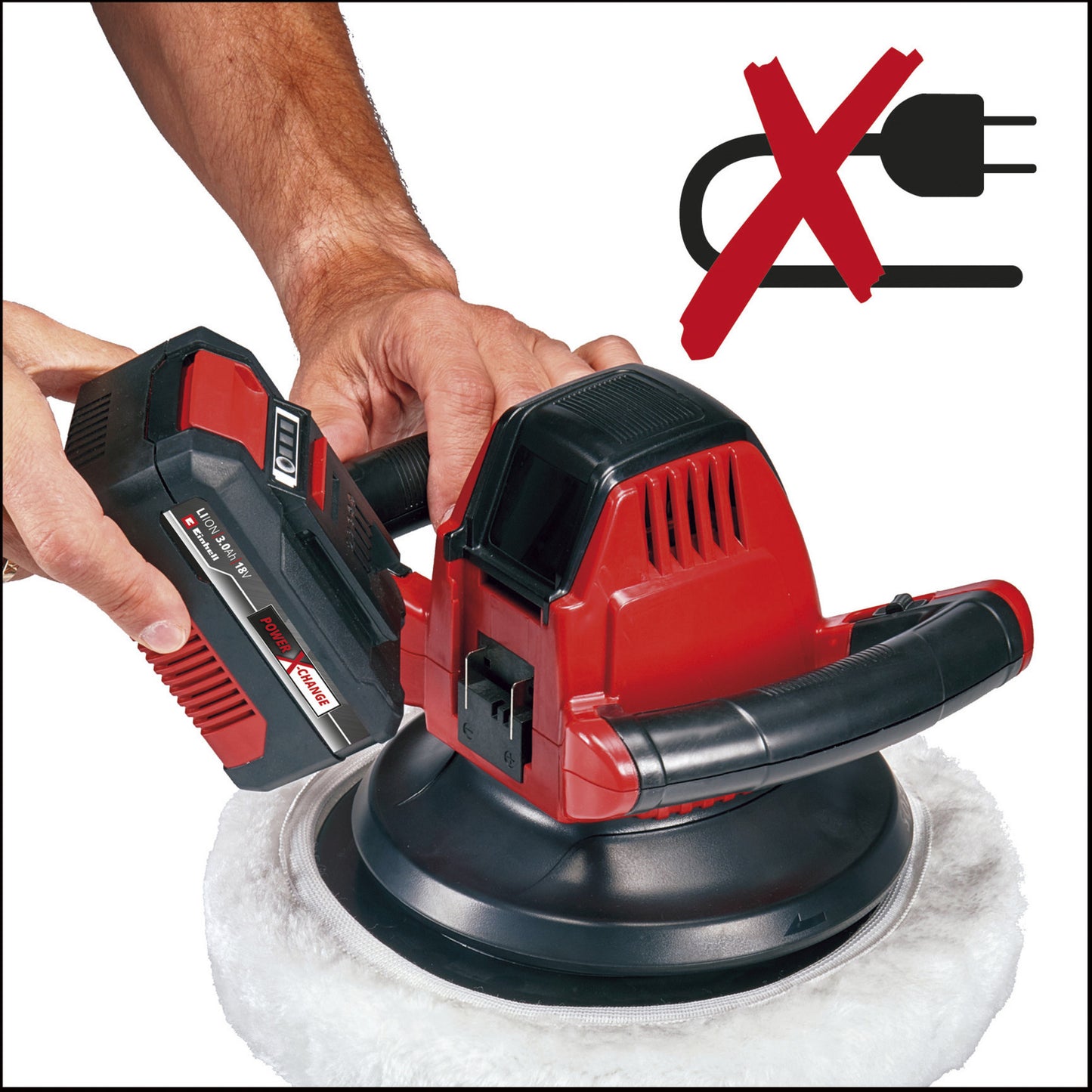 EINHELL accu polijstmachine ce-cb 18 254 li solo (rood zwart, accu en oplader niet inbegrepen)