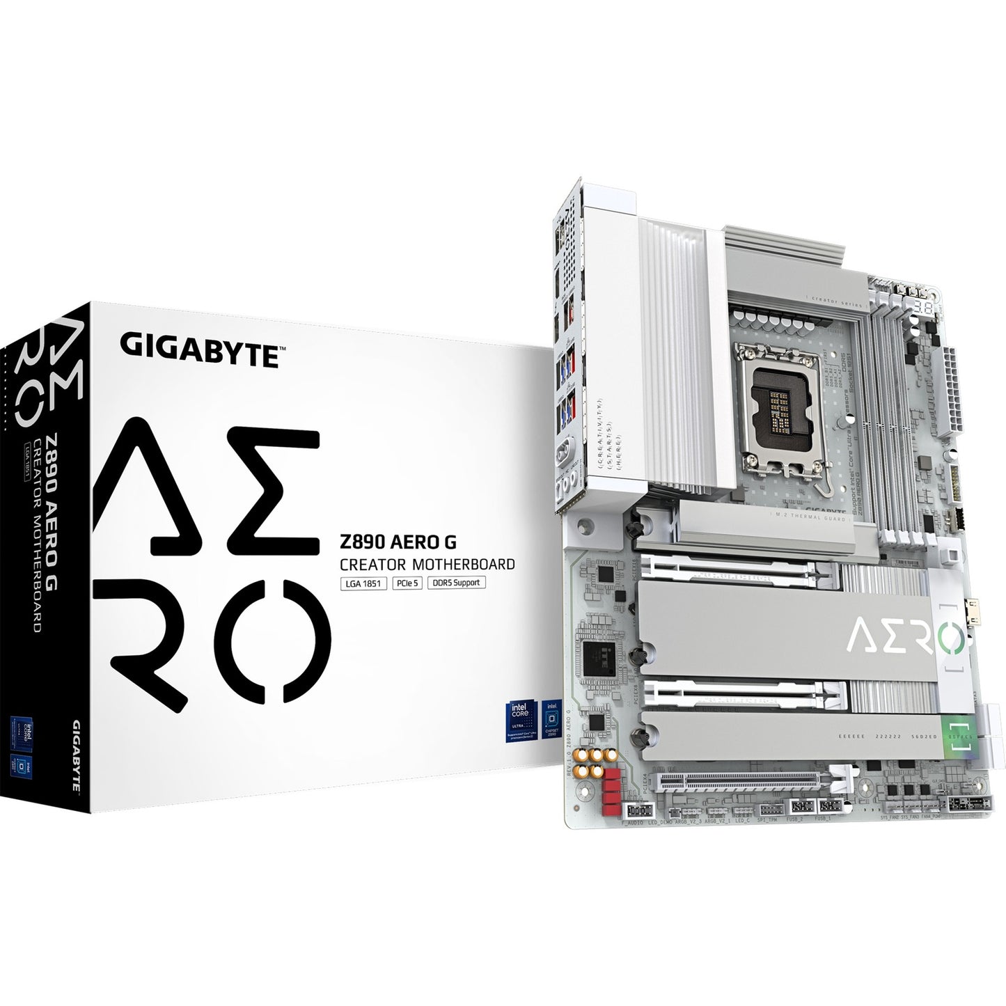 GIGABYTE z890 aero g socket 1851 moederbord (raid, 2x 2.5gb-lan, wi-fi 7, bt, sound, atx)
