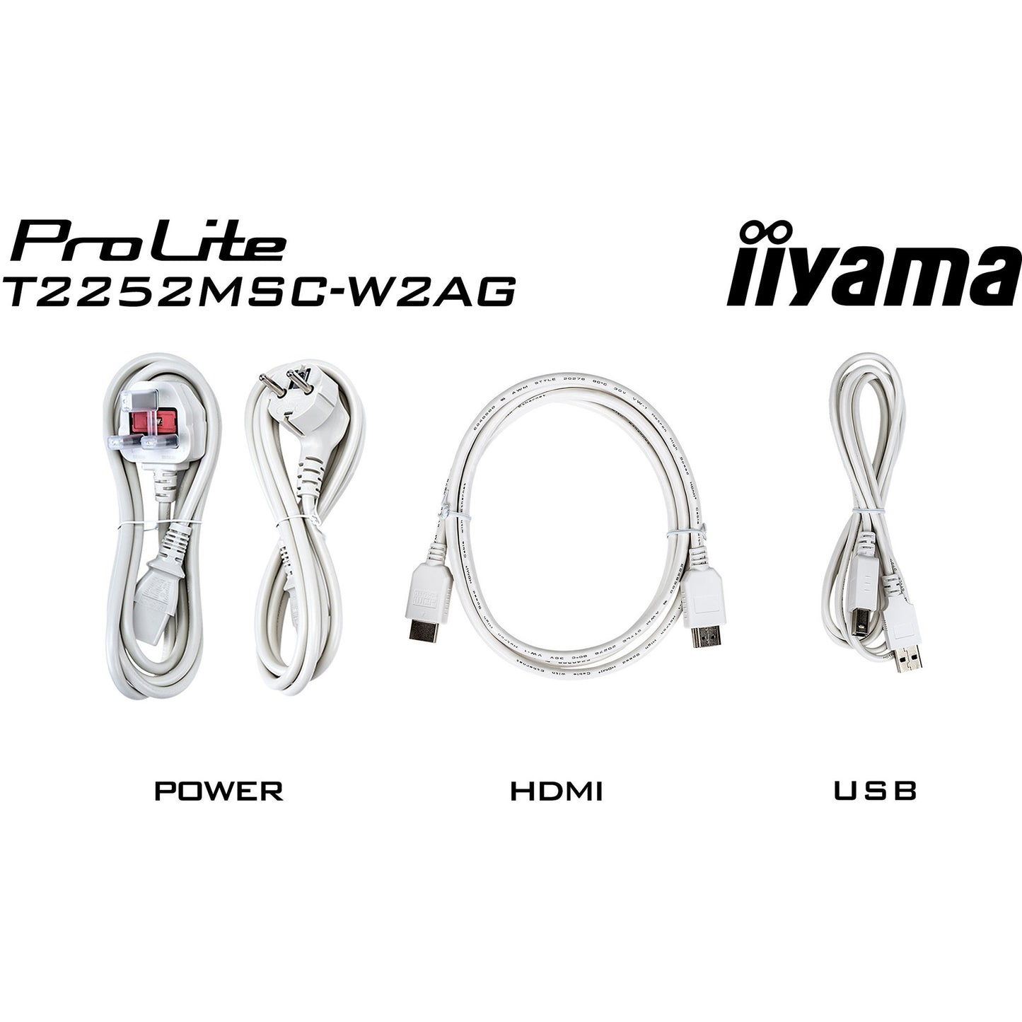 Iiyama prolite t2252msc-w2ag 21.5 touchscreen monitor (wit (mat), 100 hz, hdmi, displayport, usb 3.2 gen 1, audio, touchscreen )