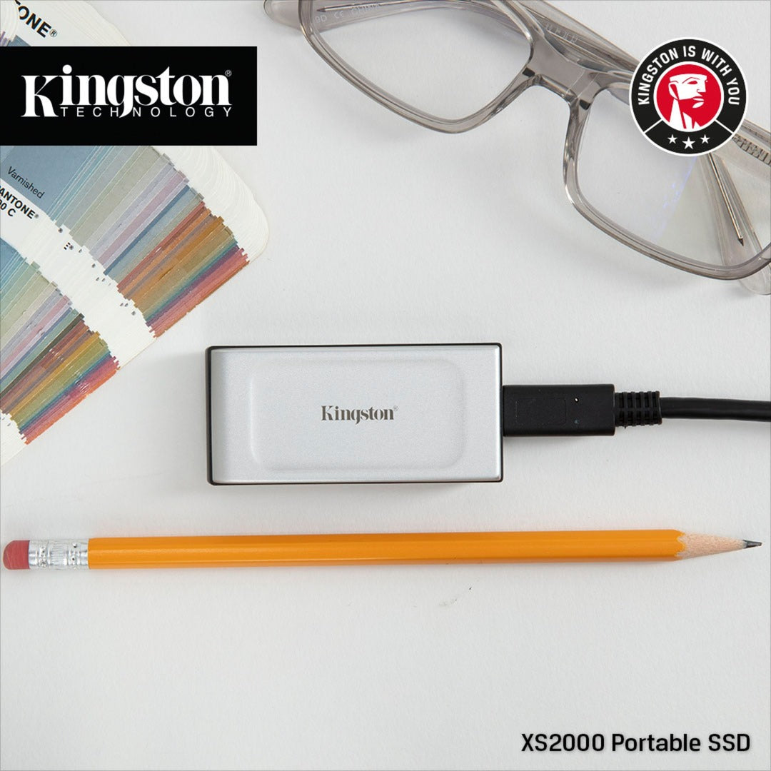 Kingston xs2000 portable 2 tb externe ssd (zilver zwart, sxs2000 2000g, usb-c 3.2 (20 gbit s))