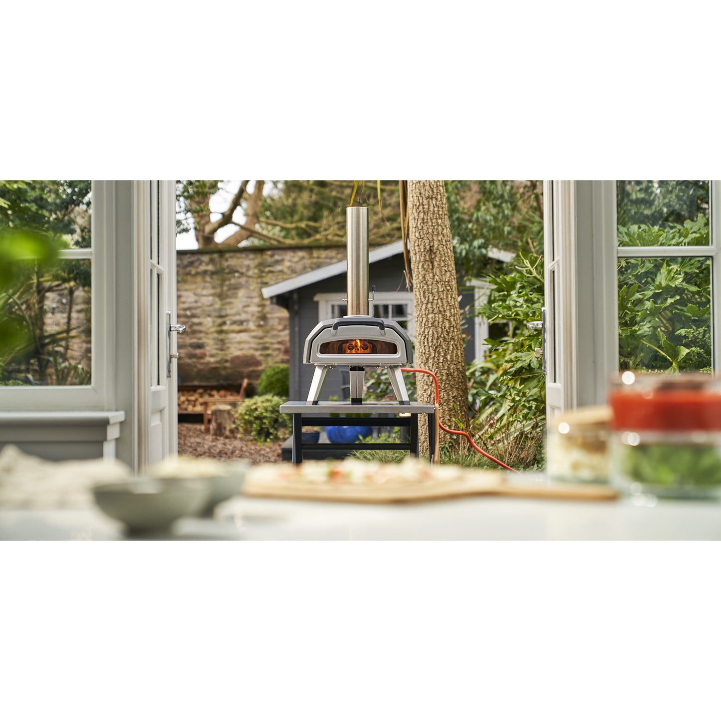 Ooni karu 2 multi-fuel pizza oven pizzaoven (zwart roestvrij staal, 12'' pizza, hout, houtskool en gas)