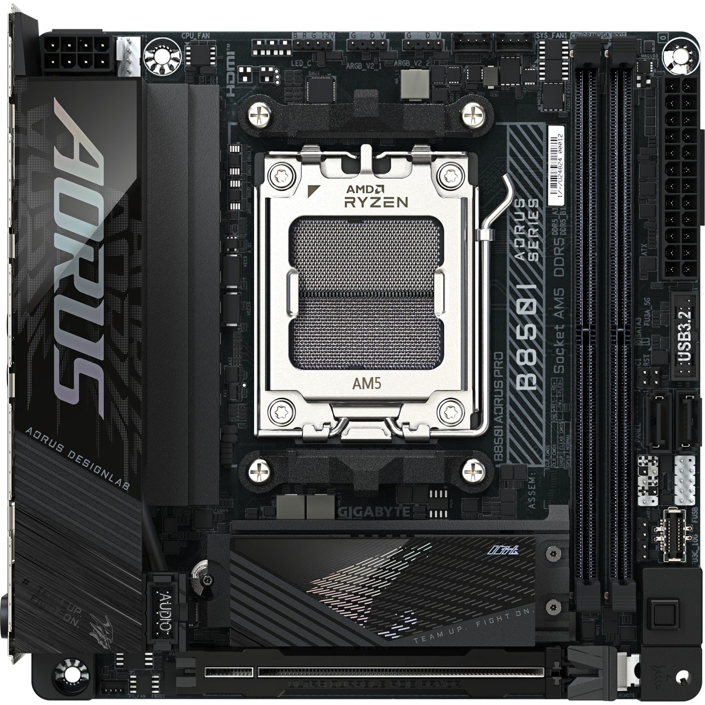 GIGABYTE b850i aorus pro socket am5 moederbord (zwart, raid, 2.5gb-lan, wi-fi 7, bt, sound, mini-itx)