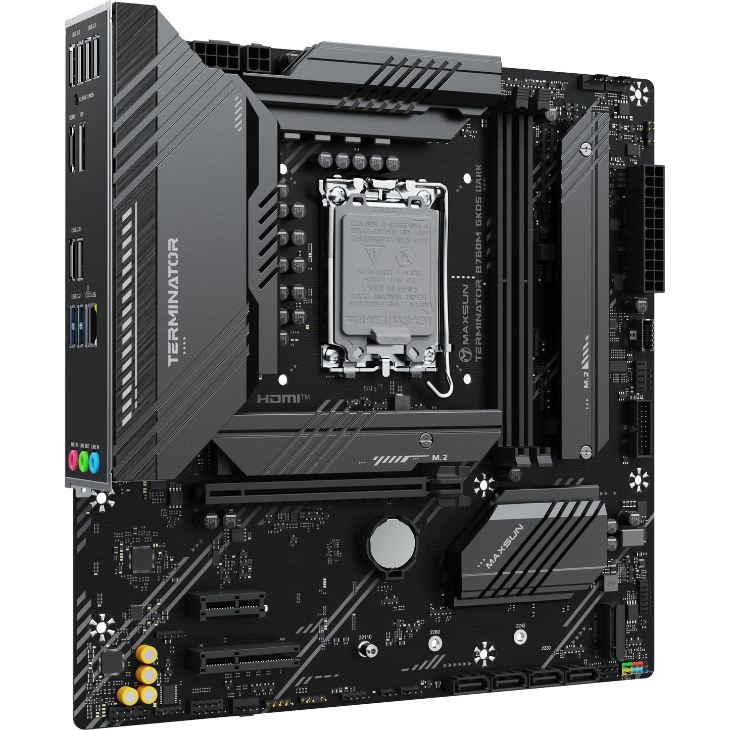 MAXSUN ms-terminator b760m gkd5 dark socket 1700 moederbord (zwart, raid, 2.5 gb-lan, sound, µatx)