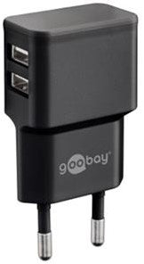 Enzo Goobay usb lader haaks dubbel 2,4a zwart - 9550140