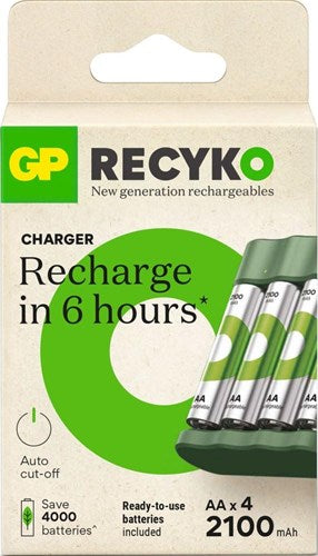 GP Usb batterijlader + 4 x aa-batterijen 2100mah nimh