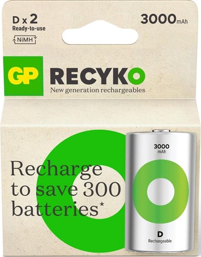 GP nimh oplaadbare batterij d 3000ma blister(2) - 3311470