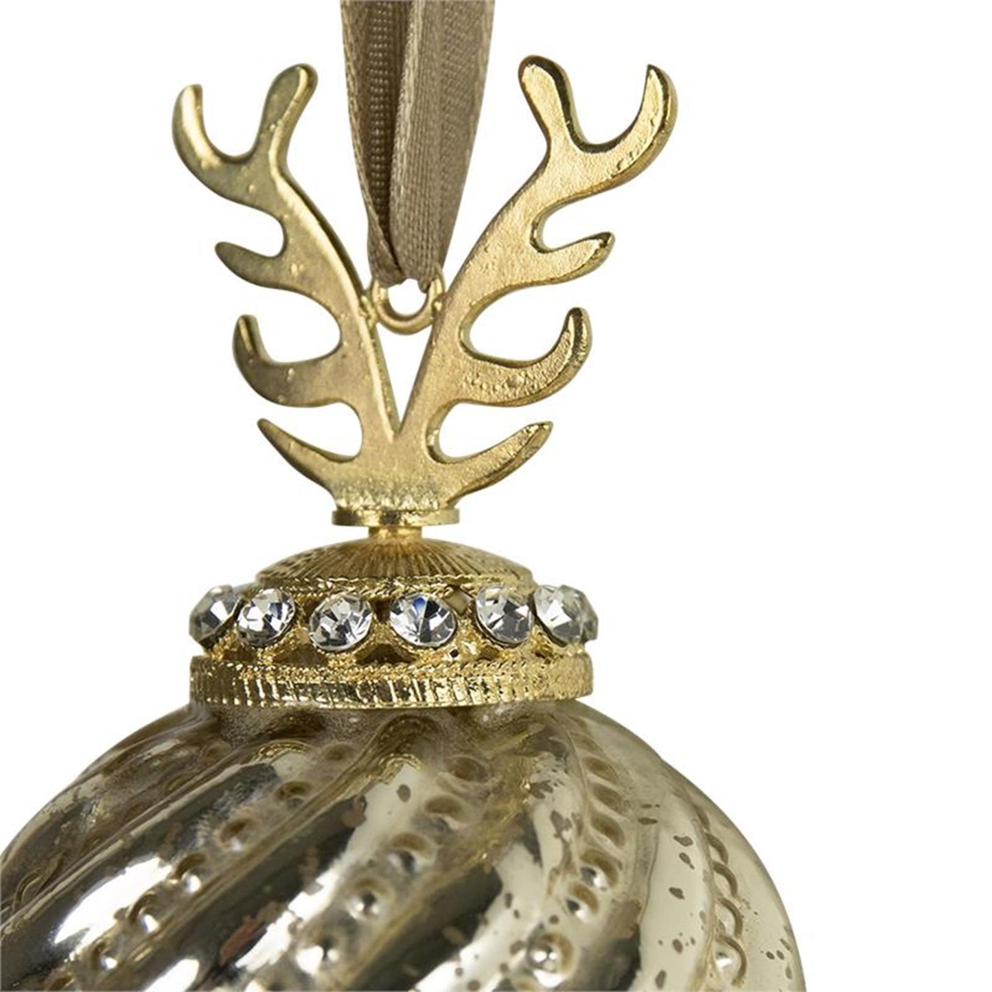 Kerstbal gewei glas goud Ø8cm