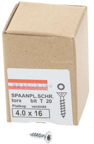Hoenderdaal Fasteners Hoenderdaal spaanplaatschroef verzinkt platkop voldraad torx tx20 4.0x16 | 200 stuks - 0206.01.24701