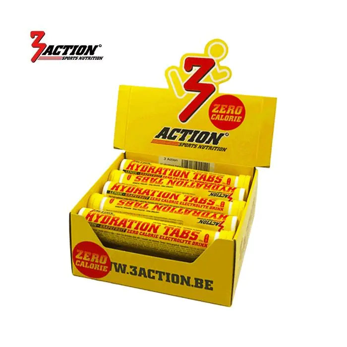 3ACTION Hydration tabs lemon koker 20 tabs - displaydoos 10 stuks - 1202040001
