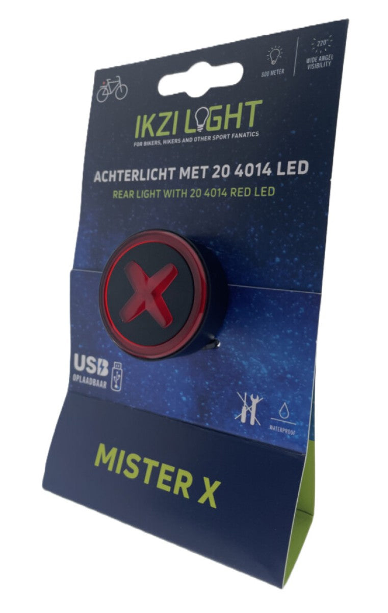 Buzaglo Ikzilight achterlicht mr x met 4014 led, usb-oplaadbaar