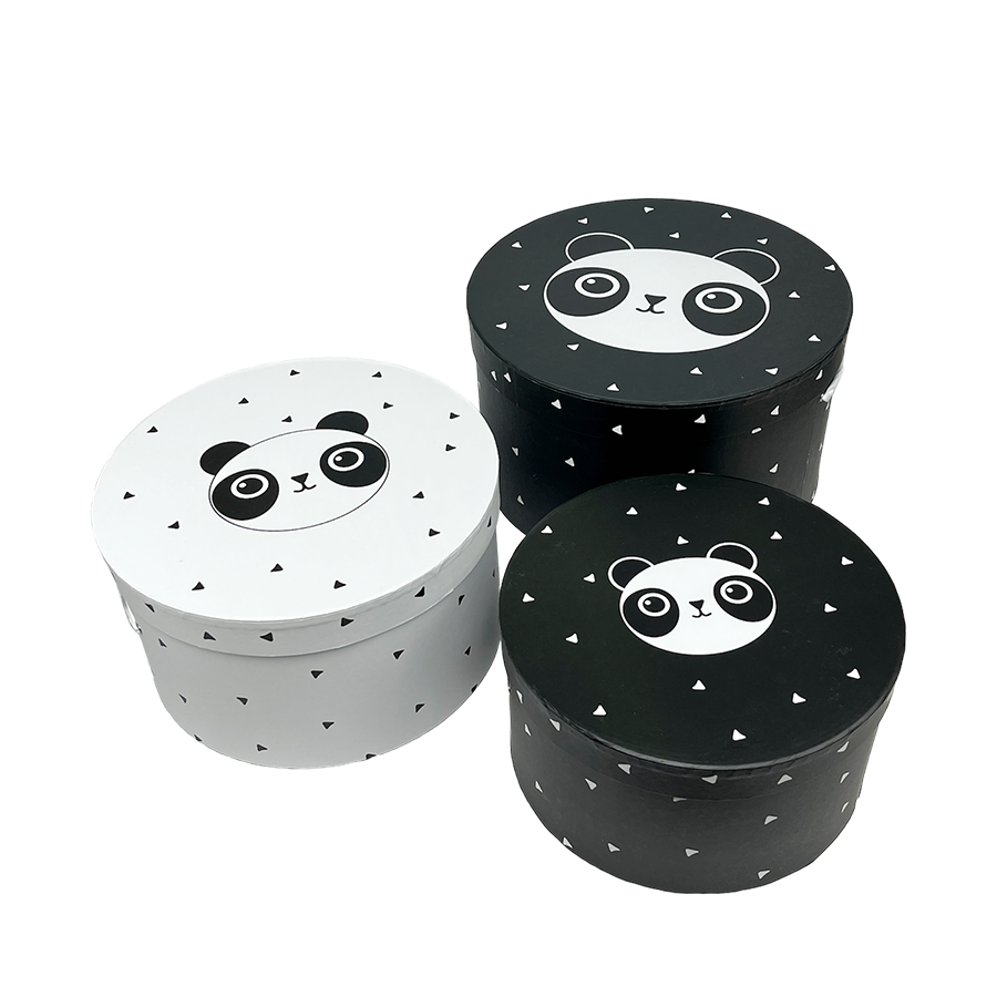 J-Line Opbergdozen Panda Ø32x18cm 3-delig