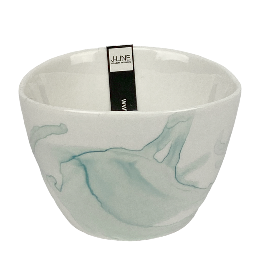 J-line Schaaltje Marmer Blauw Ø9x6cm