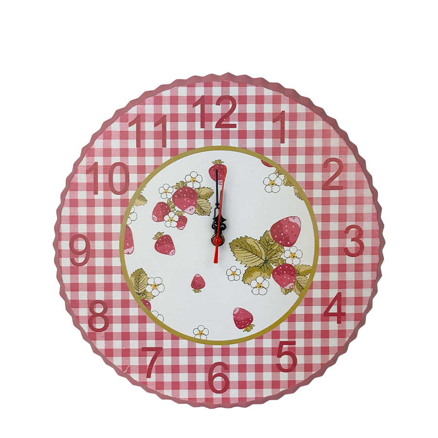 J-line Wandklok Metaal Strawberry Roze Ø33cm