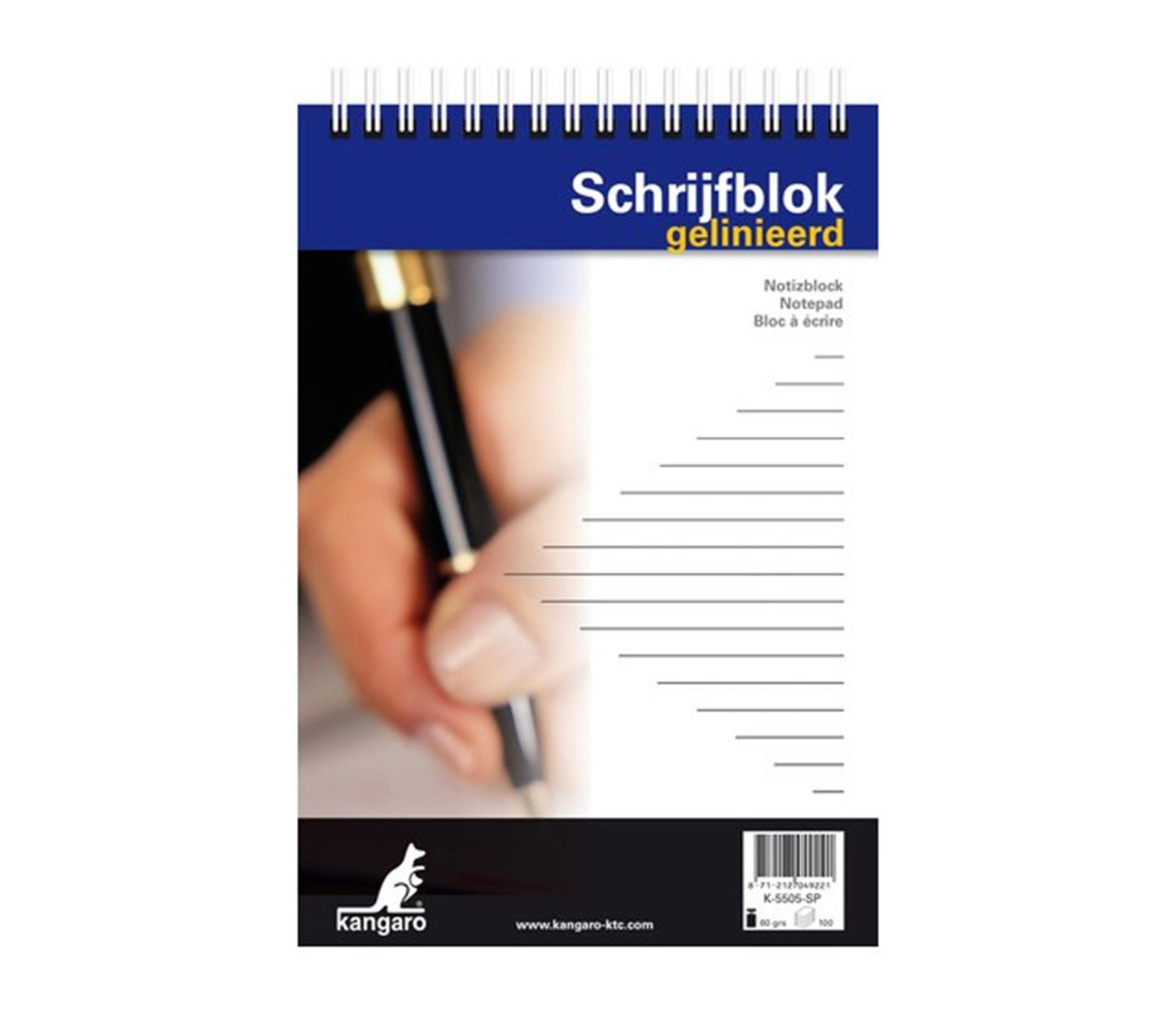 Kangaro Schrijfblok a5 100vl kopspiraal lijn 5st