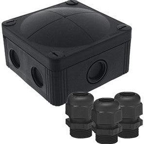 Enzo Kabeldoos zwart + 3x wartel.