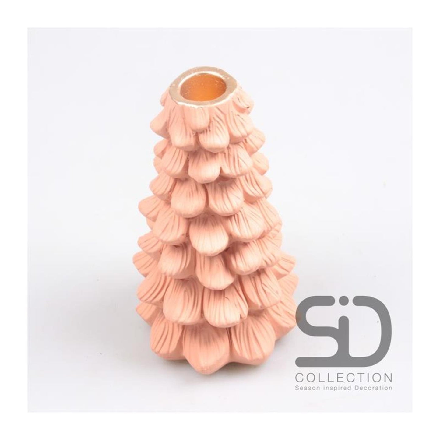 Season Inspired Decoration Kandelaar kerstboom 11x11x19 beigerood