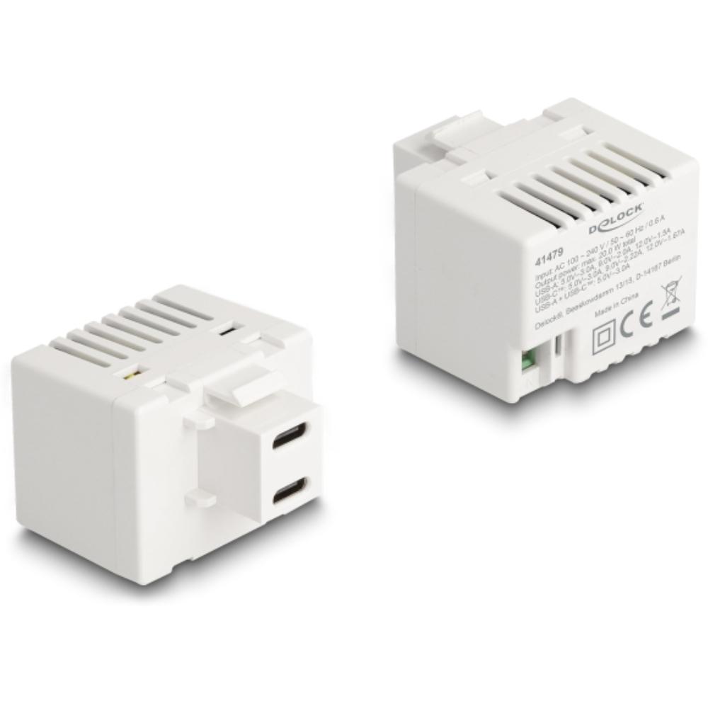 USB C naar 2‑pins aansluitblok keystone