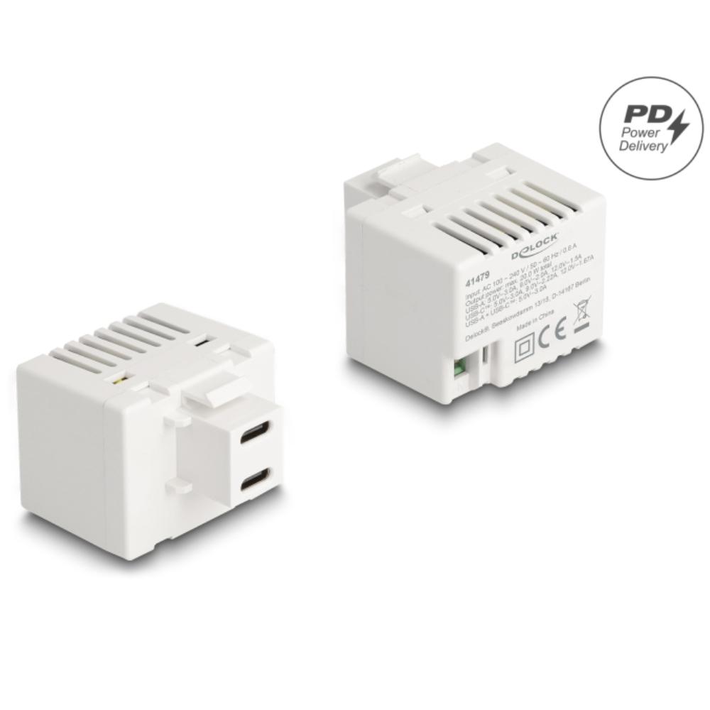 USB C naar 2‑pins aansluitblok keystone