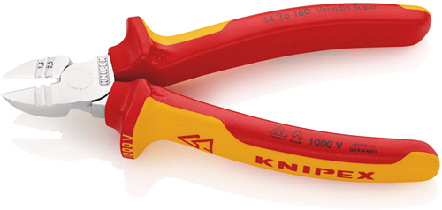 Knipex afstrip-zijsnijtang | geïsoleerd | meer-componentengrepen | vde-getest | verchroomd - 14 26 160 sb