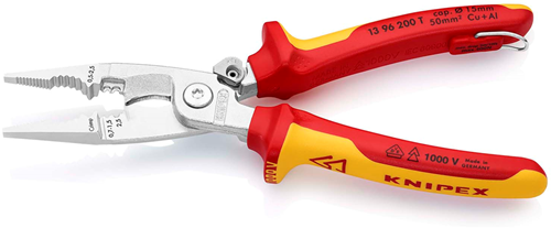 Knipex elektro installatietang geïsoleerd | meercomponenten-omhullingen | vde-gekeurd | geïntegreerde openingsveer - 13 96 200 t bk