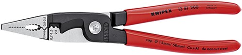 Knipex elektro installatietang | zwart geatramenteerd | met kunststof bekleed | 200 mm | 1381200 - 1381200