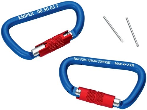 Knipex materiaalkarabijn | lengte 81 mm | met schroefsluiting | blauw gecoat | 1 stuk - 00 50 03 t bk 00 50 03 t bk
