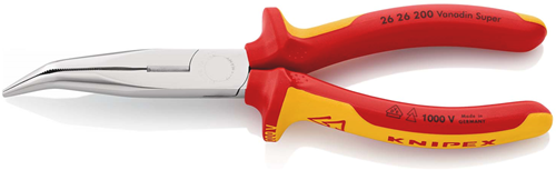 Knipex platspitse tang met zijsnijder (telefoontang) | 200 mm lengte | geïsoleerd | meer-componentengrepen - 26 26 200 sb