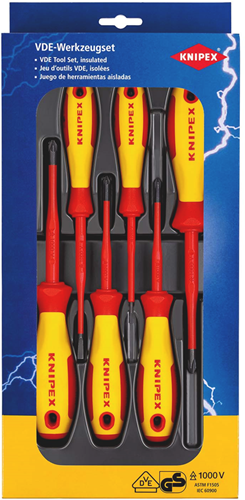 Knipex vde schroevendraaier pakket | sleuf phillips® pozidriv® | zelfbedieningskaart blister - 00 20 12 v04