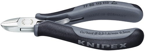 Knipex zijsnijtang ronde kop + facet 115 mm esd - 7702115esd