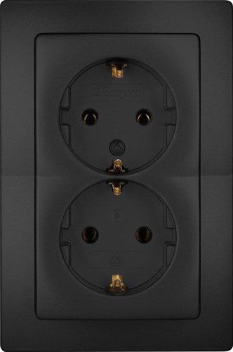 Enzo Kopp hk05 mat zwart inbouw stopcontact ra dubbel - 4621720