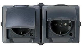 Enzo Kopp swd opbouw stopcontact ra dubbel horizontaal antraciet - 4628240