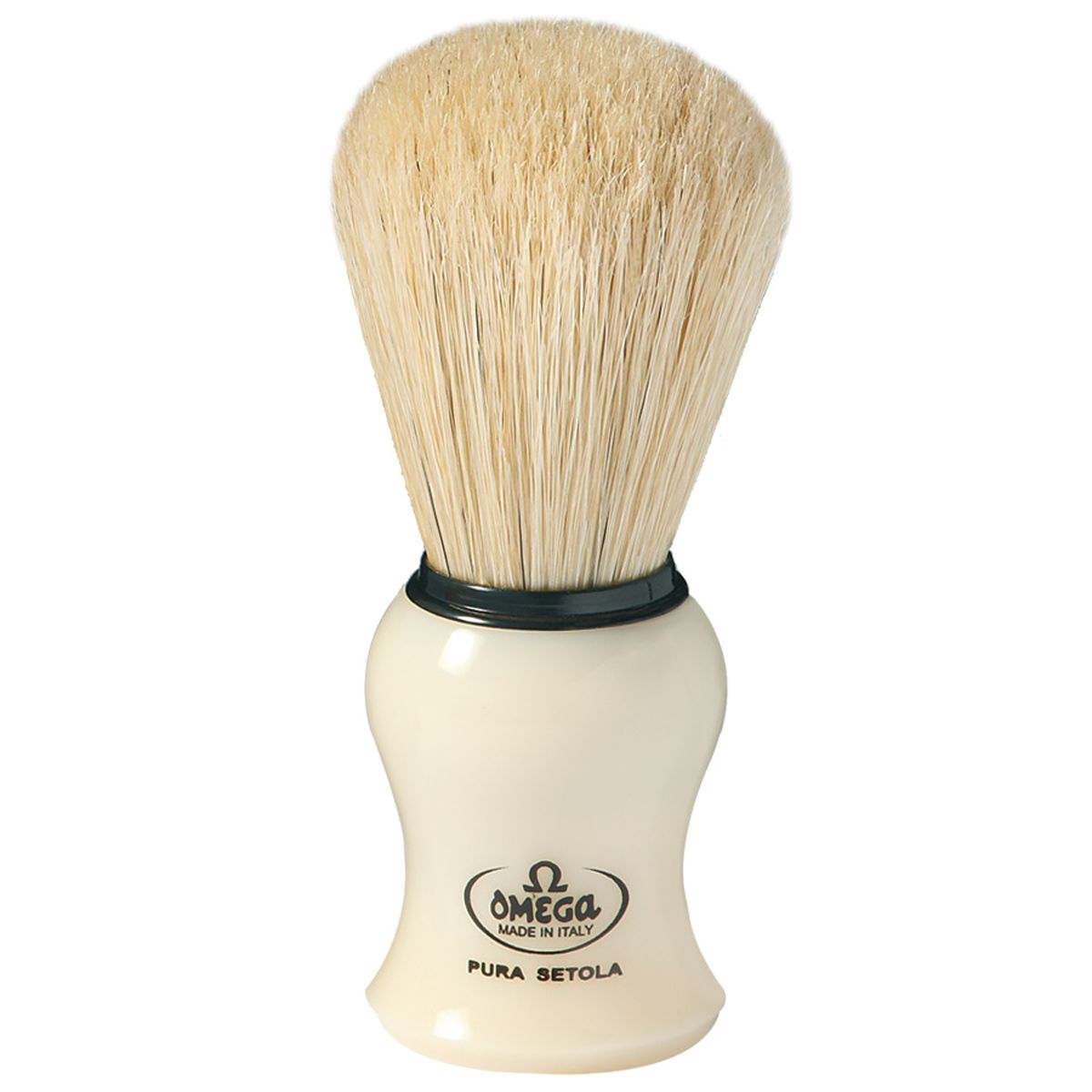Omega scheerkwast varkenshaar crème handvat 10,5cm