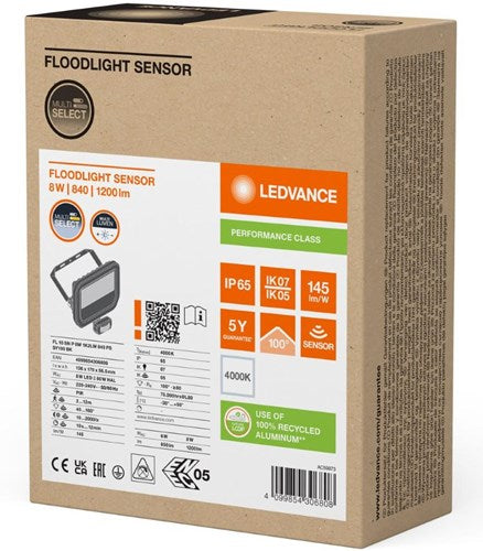 Enzo Ledvance led bouwlamp 10w 4000k zwart + sensor - 5017551