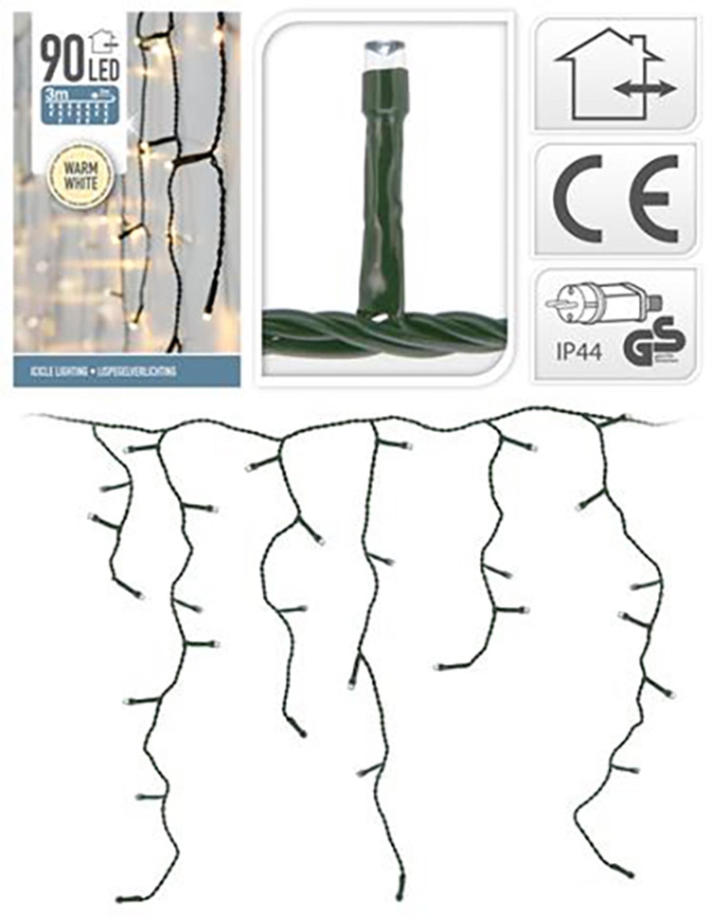 Home Styling Ijspegelverlichting 90led warmwit
