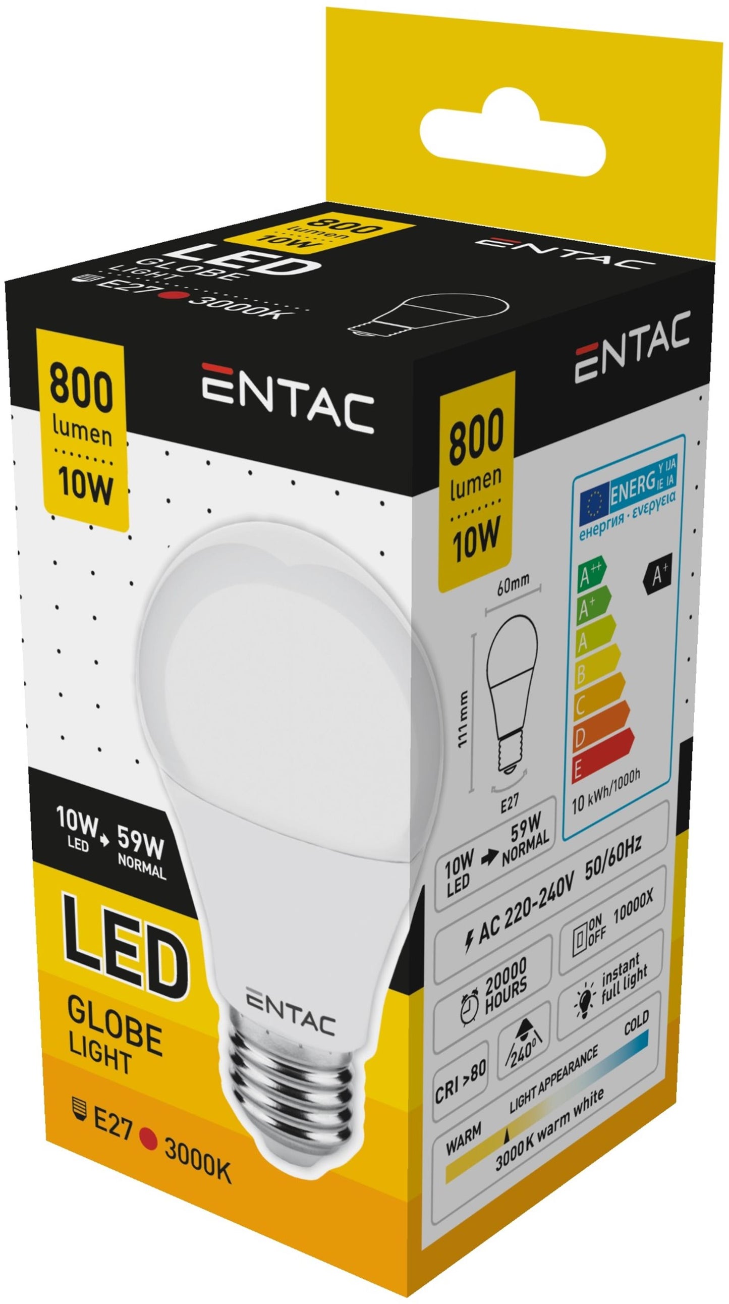 Avide Entac led lampen e27 800lm peer
