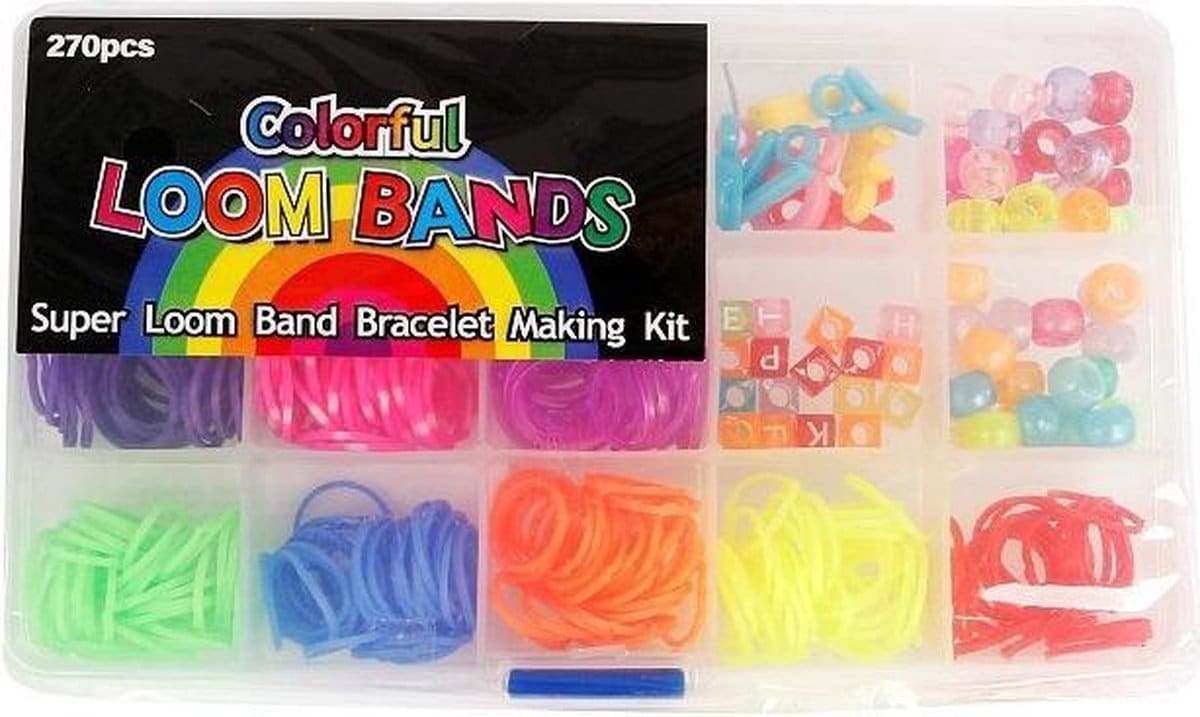 Bongers Speelgoed Colorful loom bands stiekjes om armbanden meet te maken - 270 delig