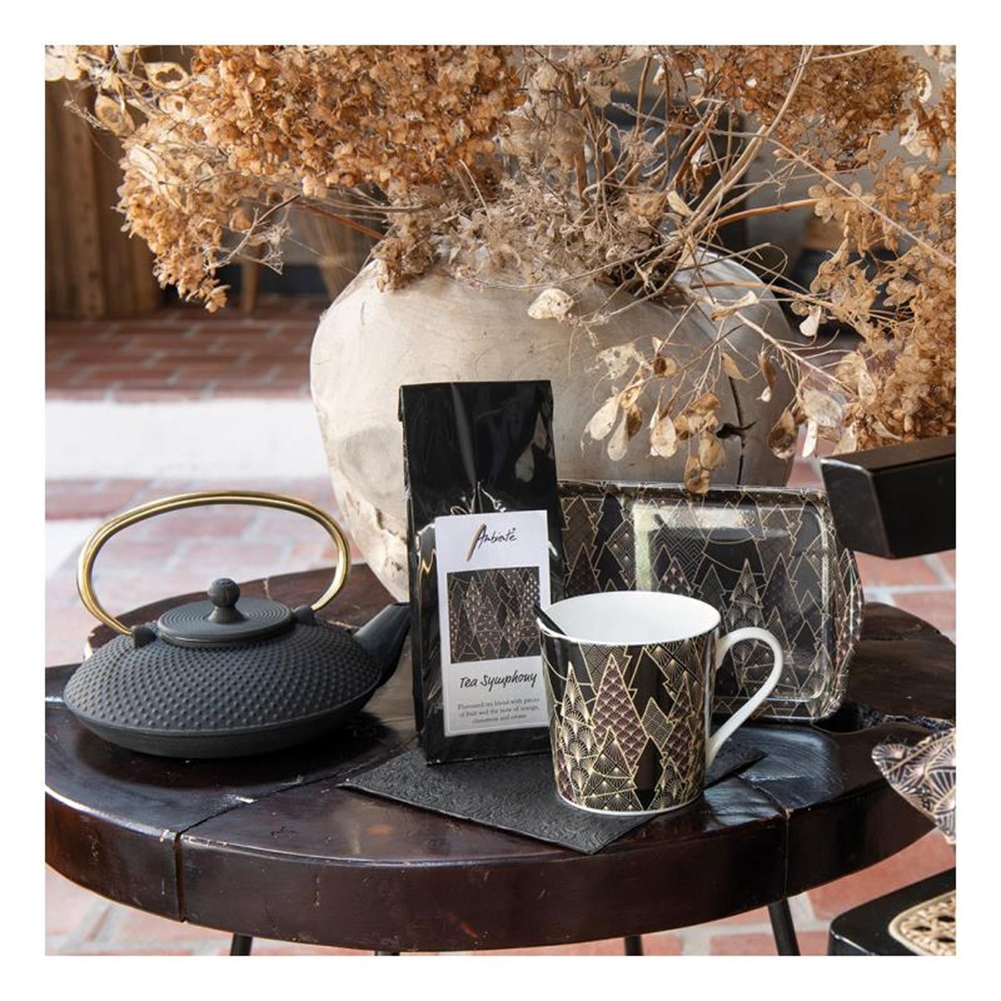 Ambiente keukendoek luxury trees zwart